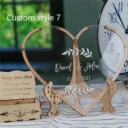 Livre d'or mariage original cœur bois