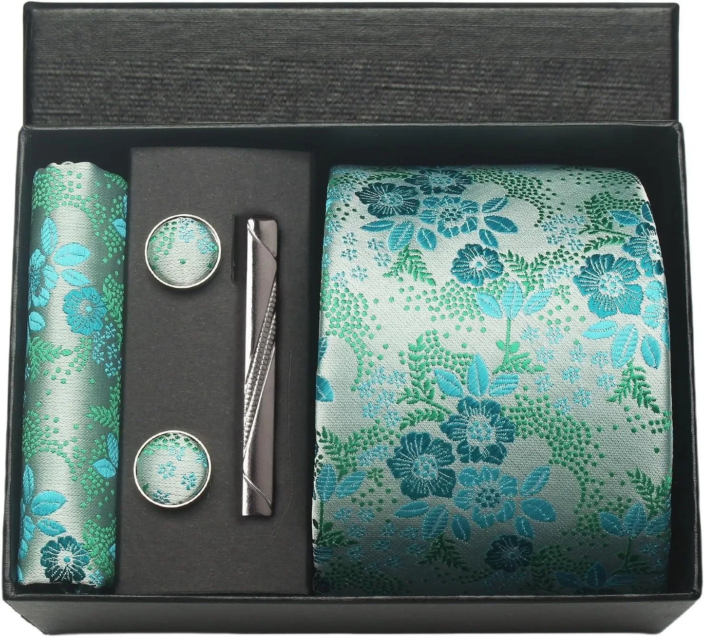 Coffret cravate mariage pochette et boutons manchette