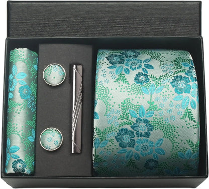 Coffret cravate mariage pochette et boutons manchette