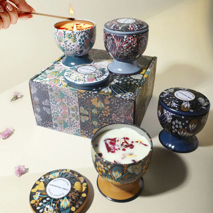 Bougie mariage parfumée en coupe décorée