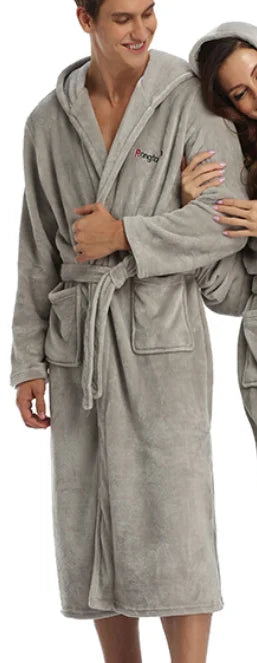 Peignoir couple personnalisé à capuche