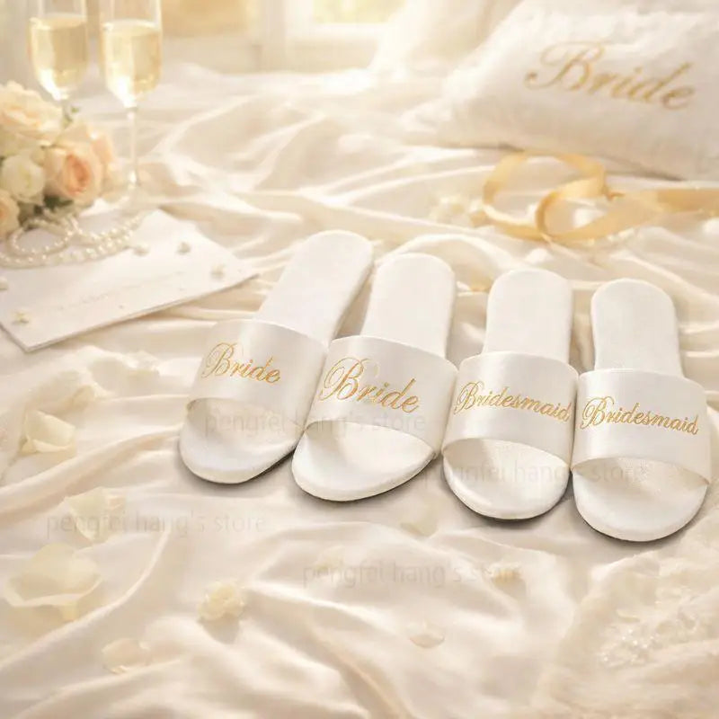 Chaussons mules de mariée en satin