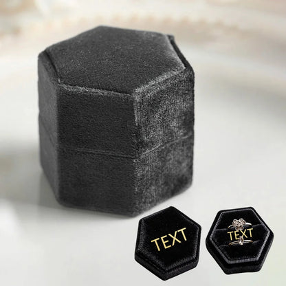 Personalized Hexagon Velvet Wedding Ring Box Engraved Name Date Bridal Jewelry Storage Box Engagement Decor