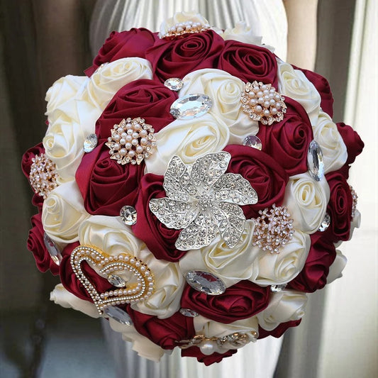 Bouquet de mariée en tissu rouge