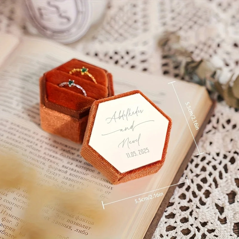Boite alliance mariage personnalisé velours orange